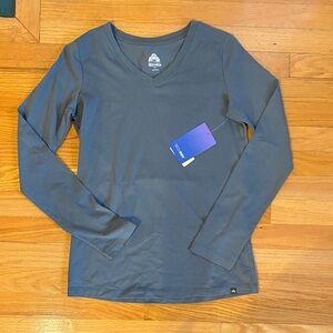 Blue V-Neck Long Sleeve Top